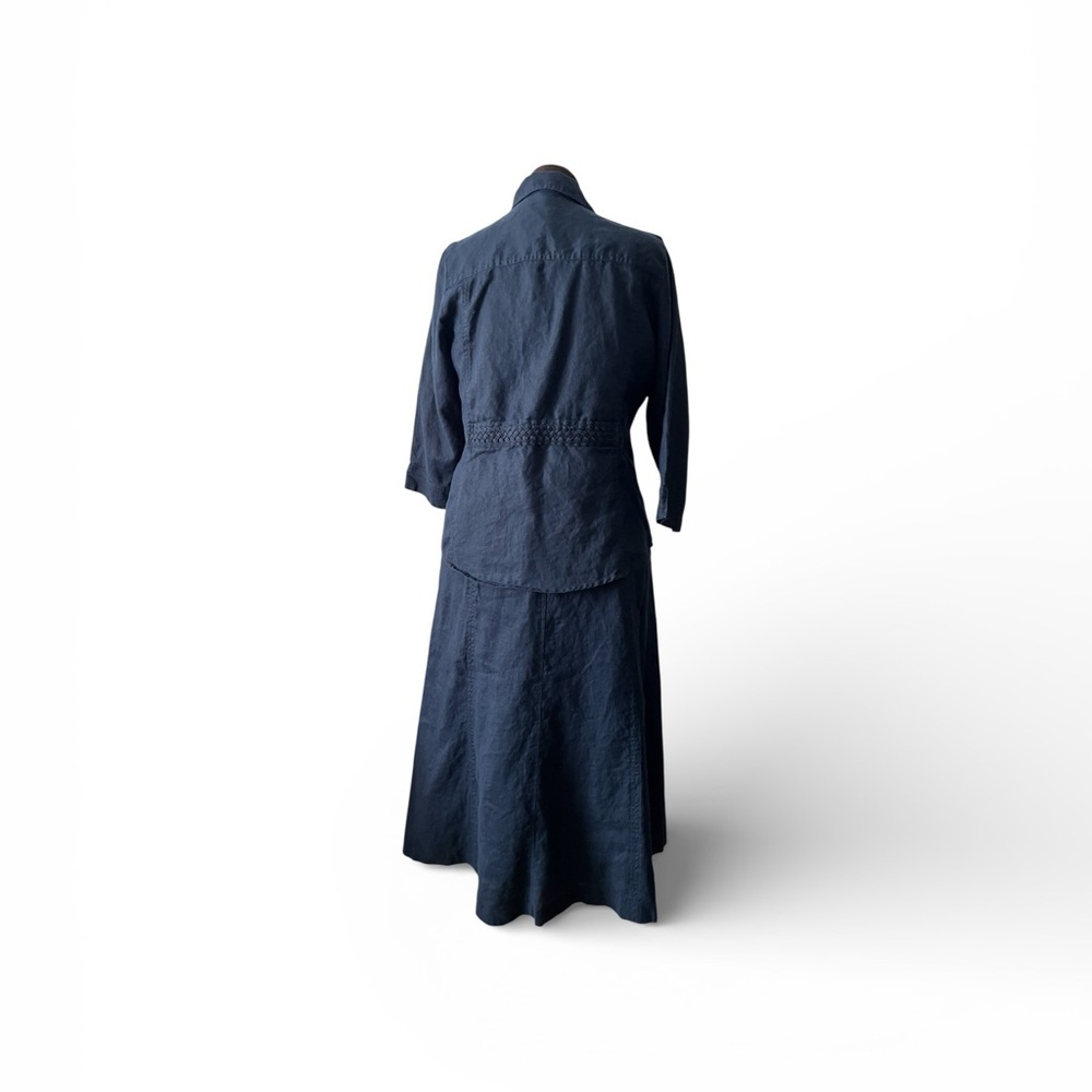 Vintage Navy Blue | 2 Piece Skirt Suit | Midi Length | Classic Minimalist - Picture 5 of 12
